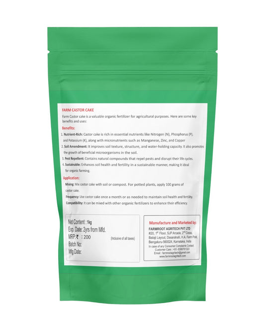 Farmroot Castor Cake – Organic Fertilizer & Natural Pest Repellent for Soil Health